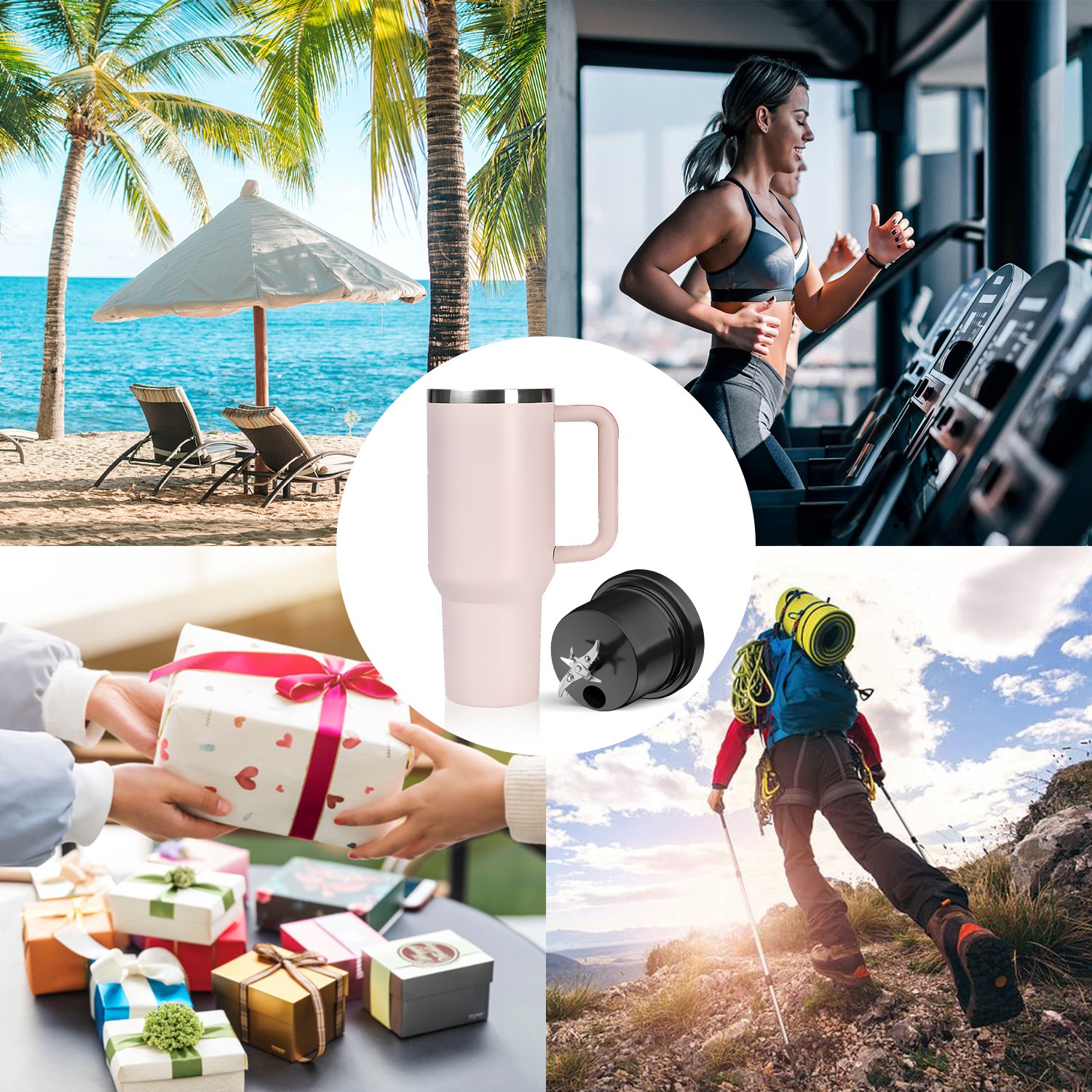 Custom logo 1.18L Stainless Steel Tumbler Straw Blender To Go 40oz Large Capacity Cup Anti-Stuck Portable Blender