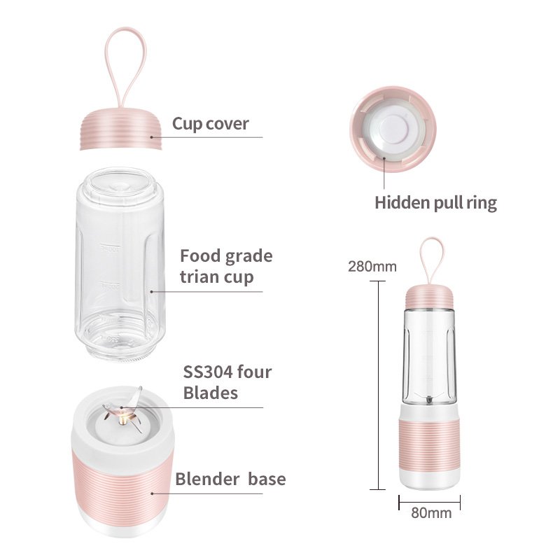 Personal Battery Usb juicer bottle plastic Rechargeable portable juicer blender