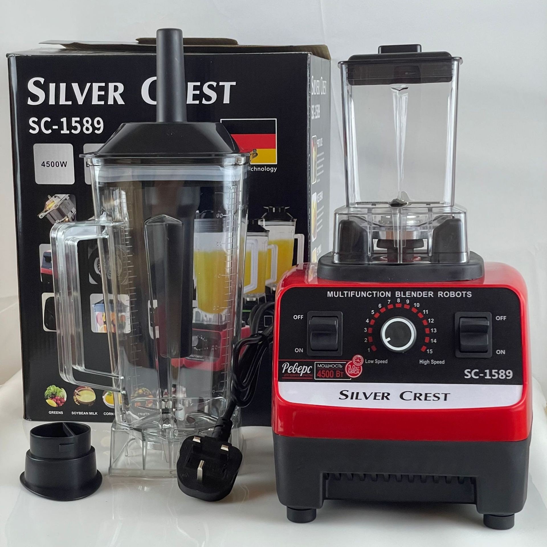 Heavy Duty Ice Smoothie Blenders Machine Portable Silver Crest Blender 4500W 2L Large Capacity Commercial With Mixer Grinder