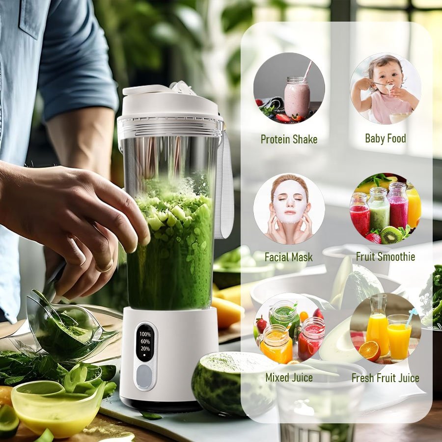 Compact Rechargeable 500ml Easy-Carry Cordless Juice Smoothie Maker Healthy Drinks Personal Cup Blender Portable Mini Blender
