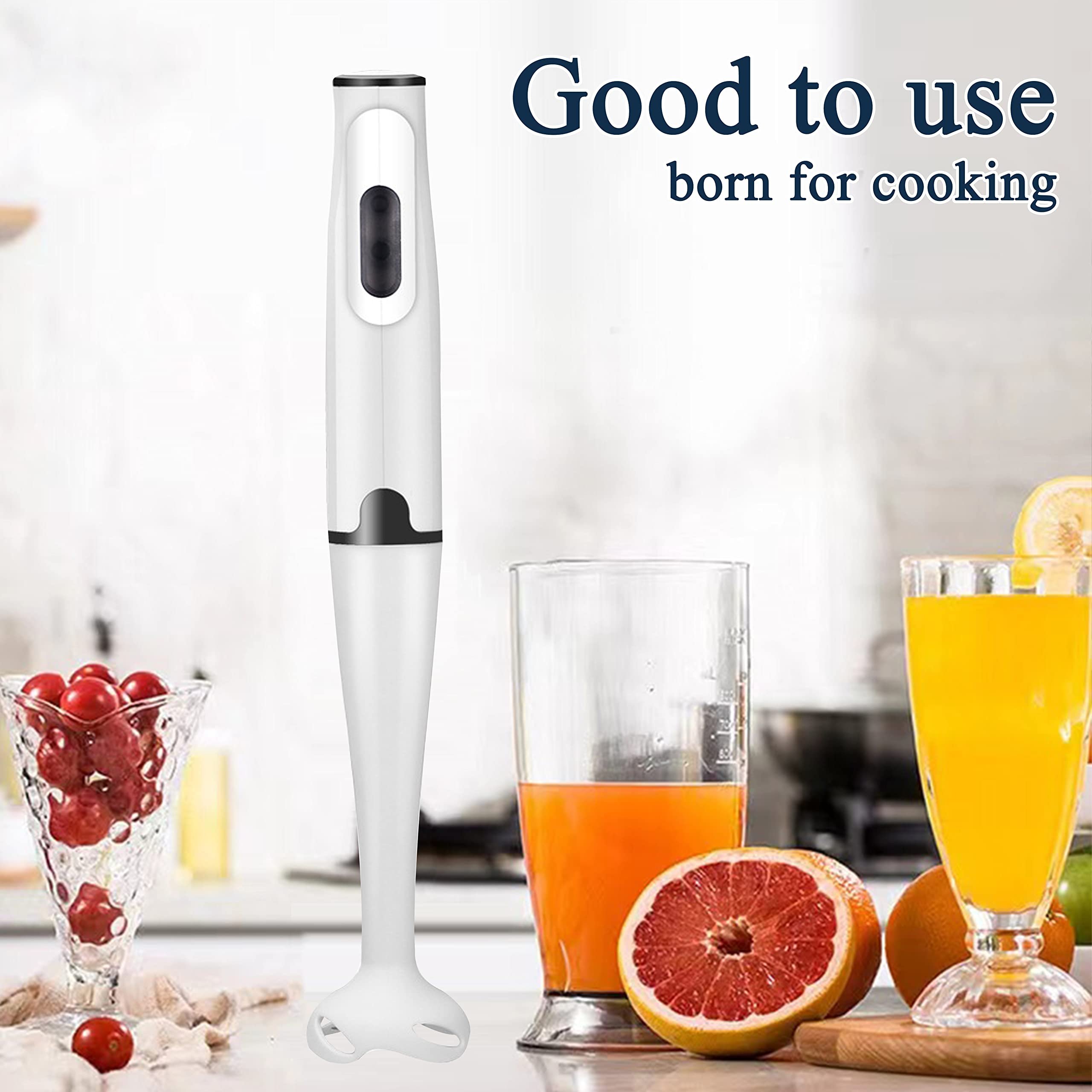 Mini hand blender immersion hand stick blender removable base stainless steel top egg beater whisk stirring rods