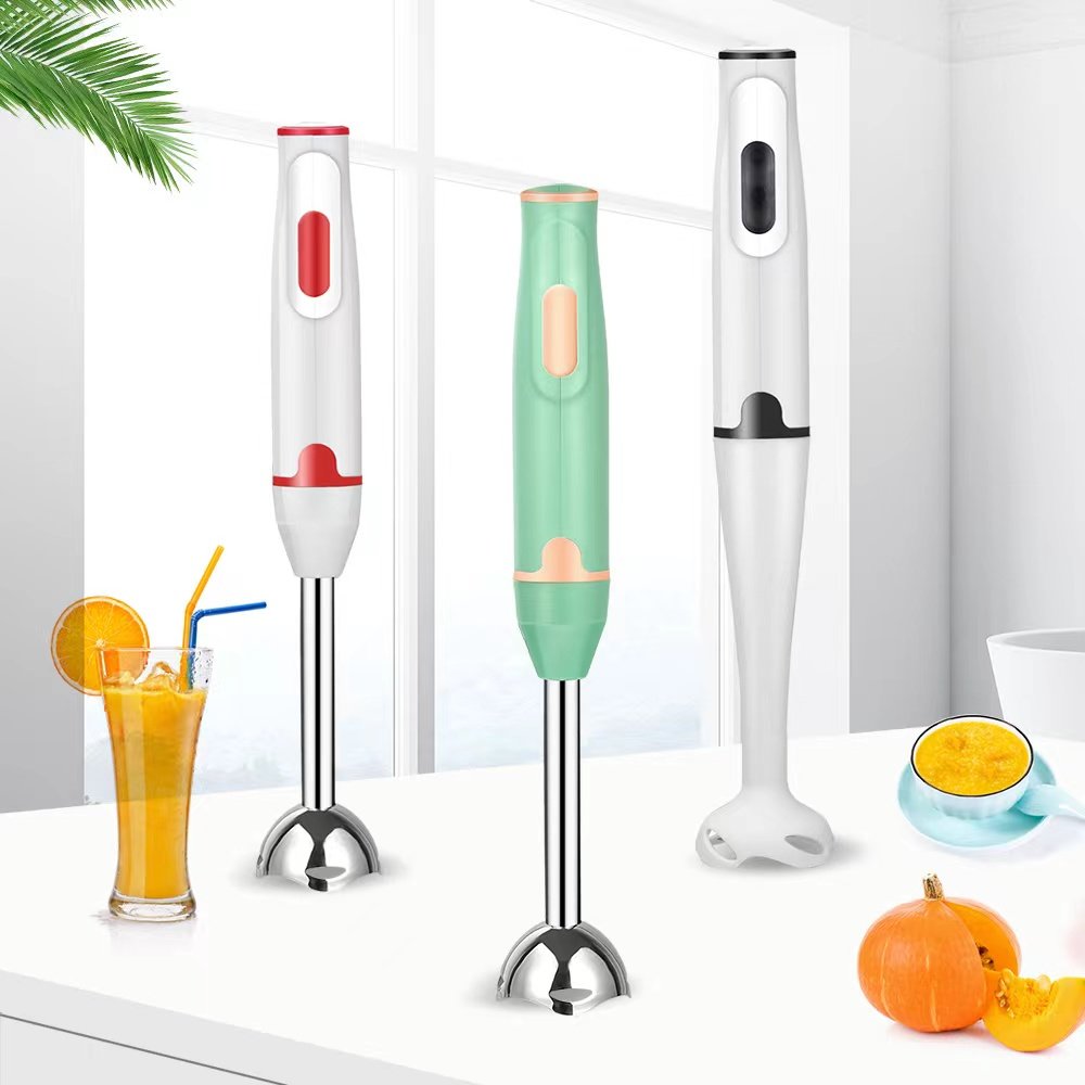 Mini hand blender immersion hand stick blender removable base stainless steel top egg beater whisk stirring rods