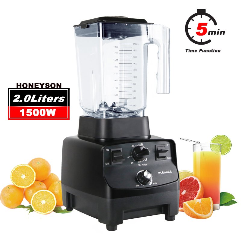 Commercial Fresh Juice Blender Fruit Juicer Mixer Factory Price 2L Heavy Duty High Speed 1500W Electric Plastic Push Button 1500