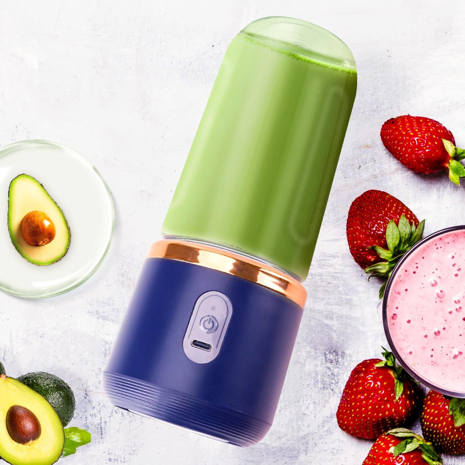Small Electric Mini Blender Portable USB Rechargeable Juicer Blender with 6 Blades For Travel & Outdoors, Holiday Gifts
