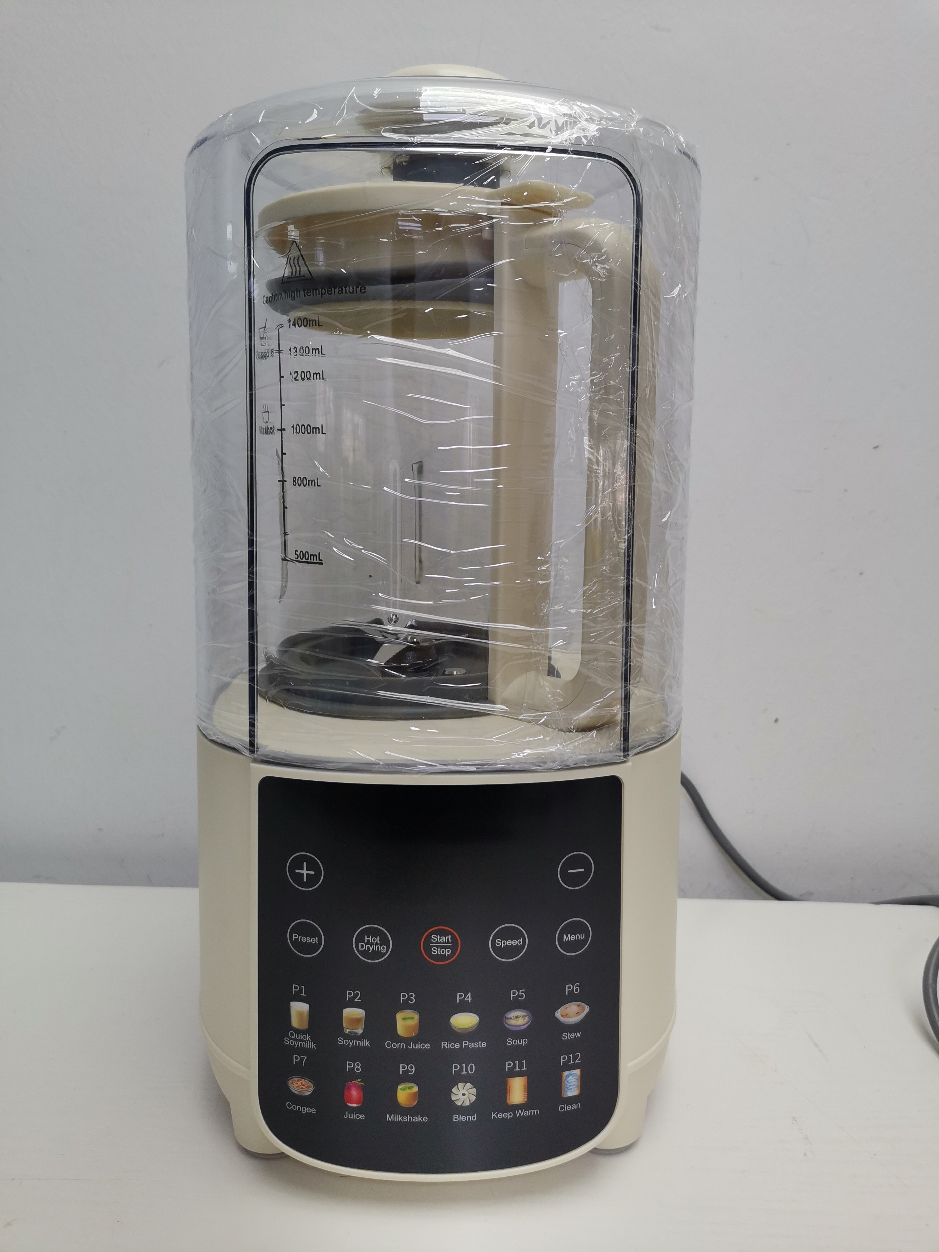 Multifunction Blender 1.4L Transparent Automatic Soymilk Maker Machine & Nut Almond Milk Maker Heating With Mute Sound Cover