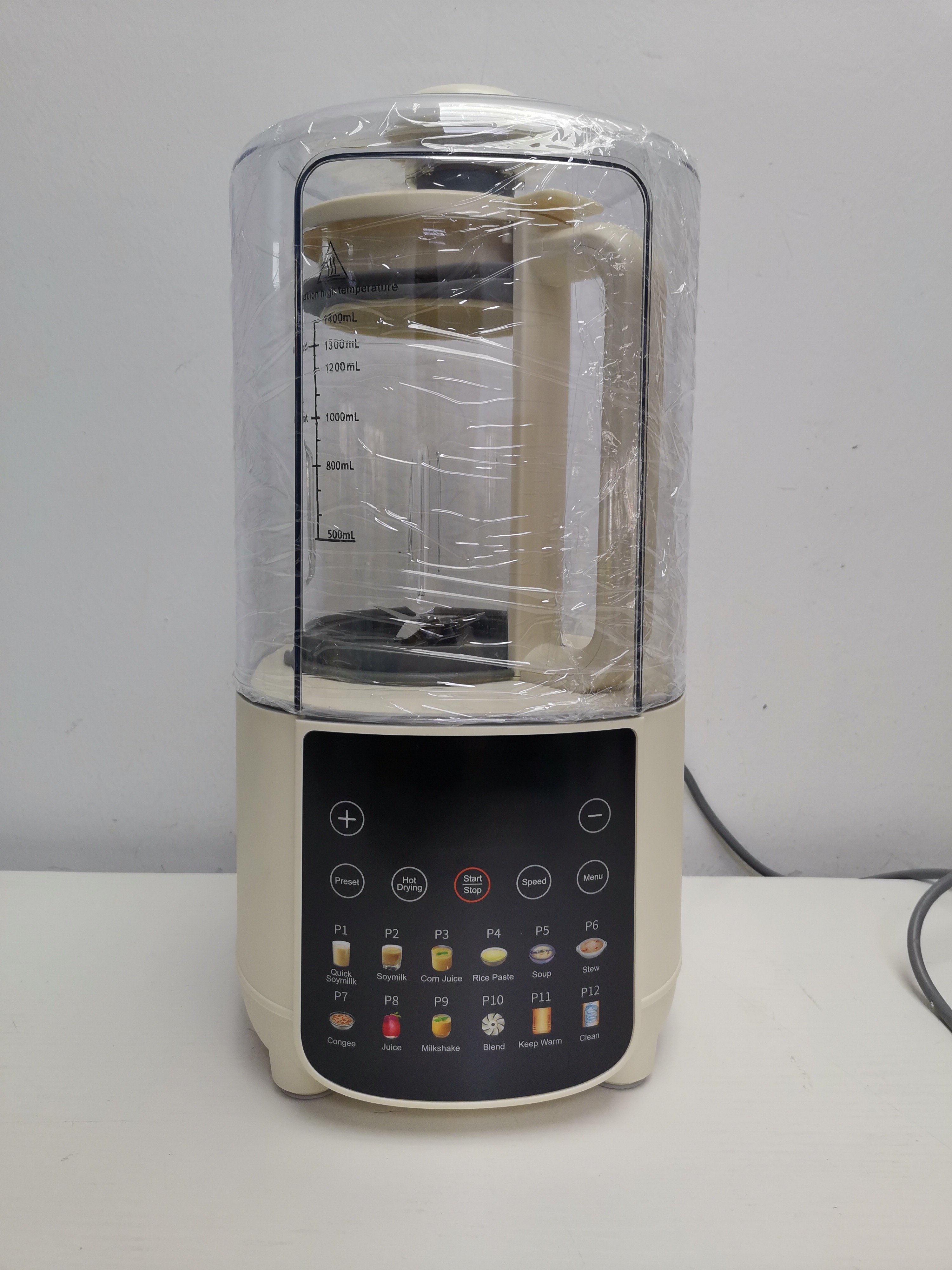 Multifunction Blender 1.4L Transparent Automatic Soymilk Maker Machine & Nut Almond Milk Maker Heating With Mute Sound Cover