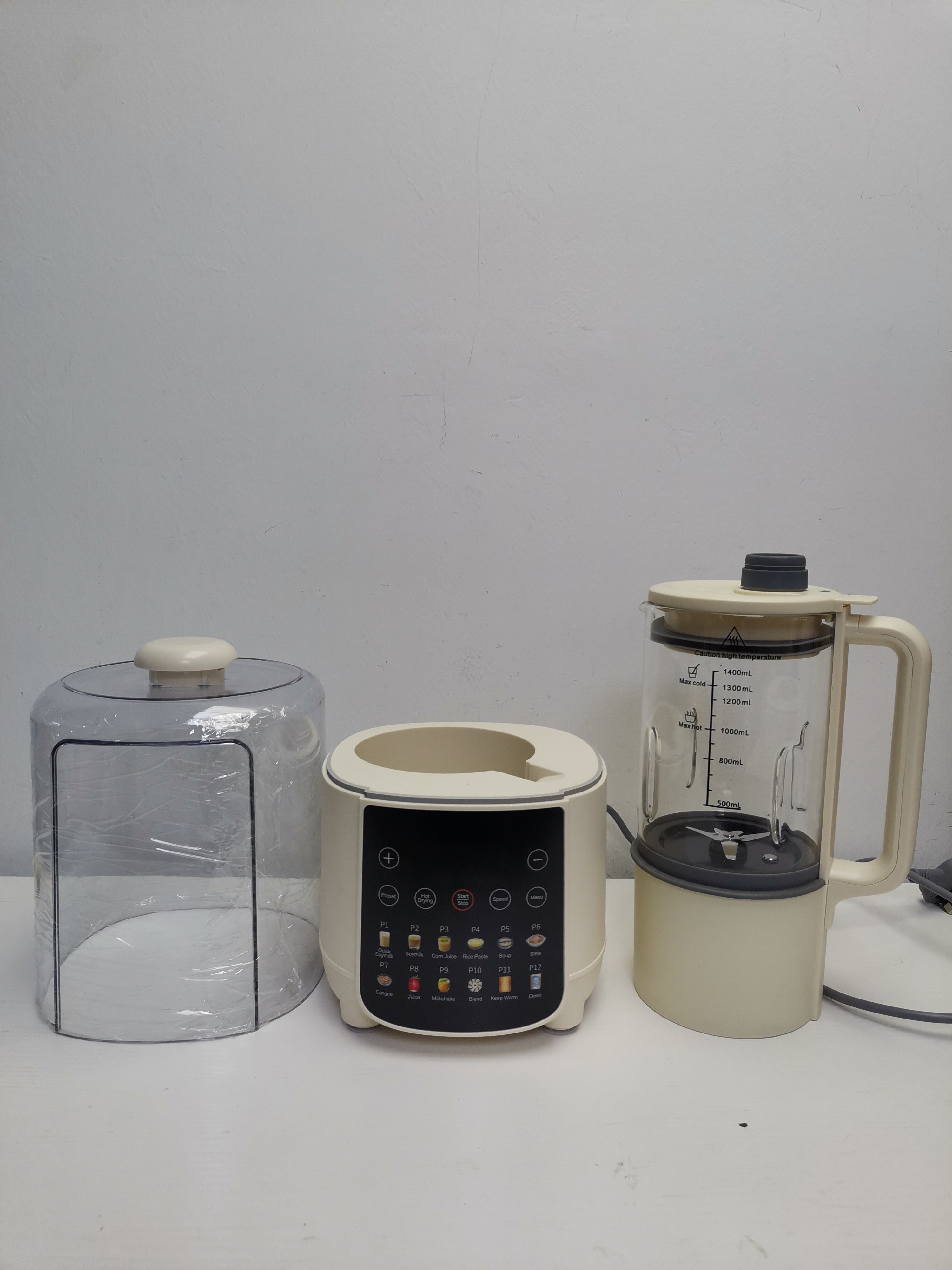 Multifunction Blender 1.4L Transparent Automatic Soymilk Maker Machine & Nut Almond Milk Maker Heating With Mute Sound Cover