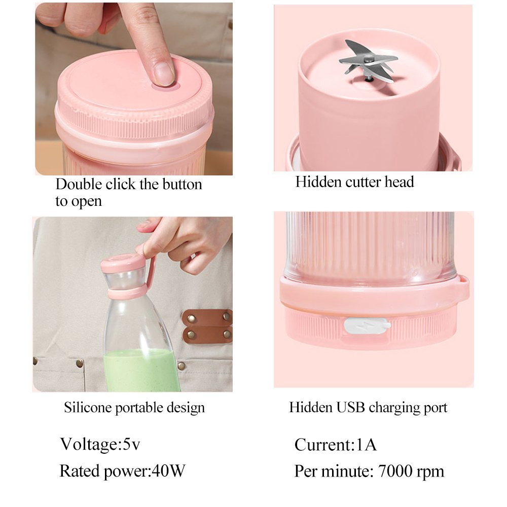 Portable Mini Juicer Cup 380ML Rechargeable Personal Electric Fruit Mini Juicer Blender