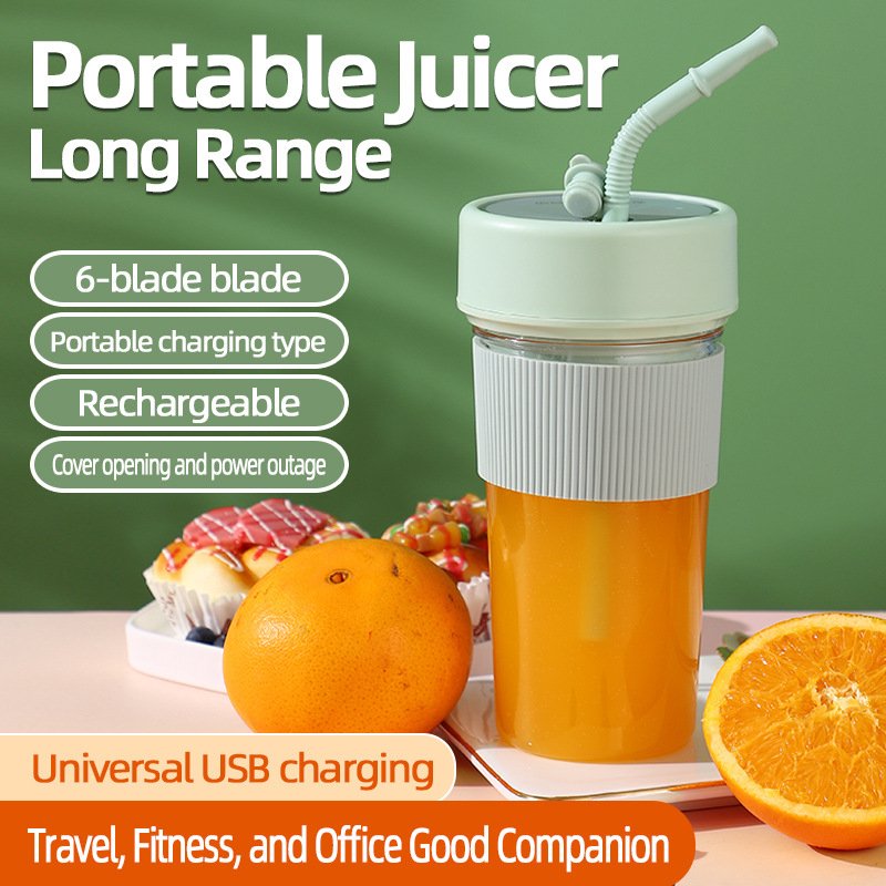 Electric Juicer Cup 6 Blades Blender With Straw Milkshake Machine USB Portable Fruit Milk Mixing Tool Mini Fresh Juice Blender