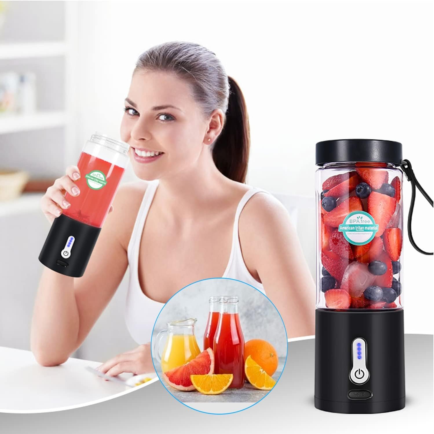 Ligkevan Portable Blender USB Rechargeable 18oz Mini Personal Blender for Shakes and Smoothies