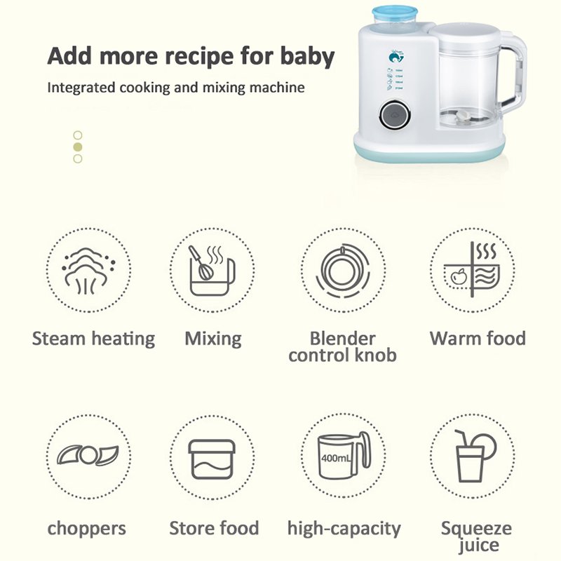 Electric Food Blender Multi-function Portable Baby Food Warmer Steamer Baby Food Processor
