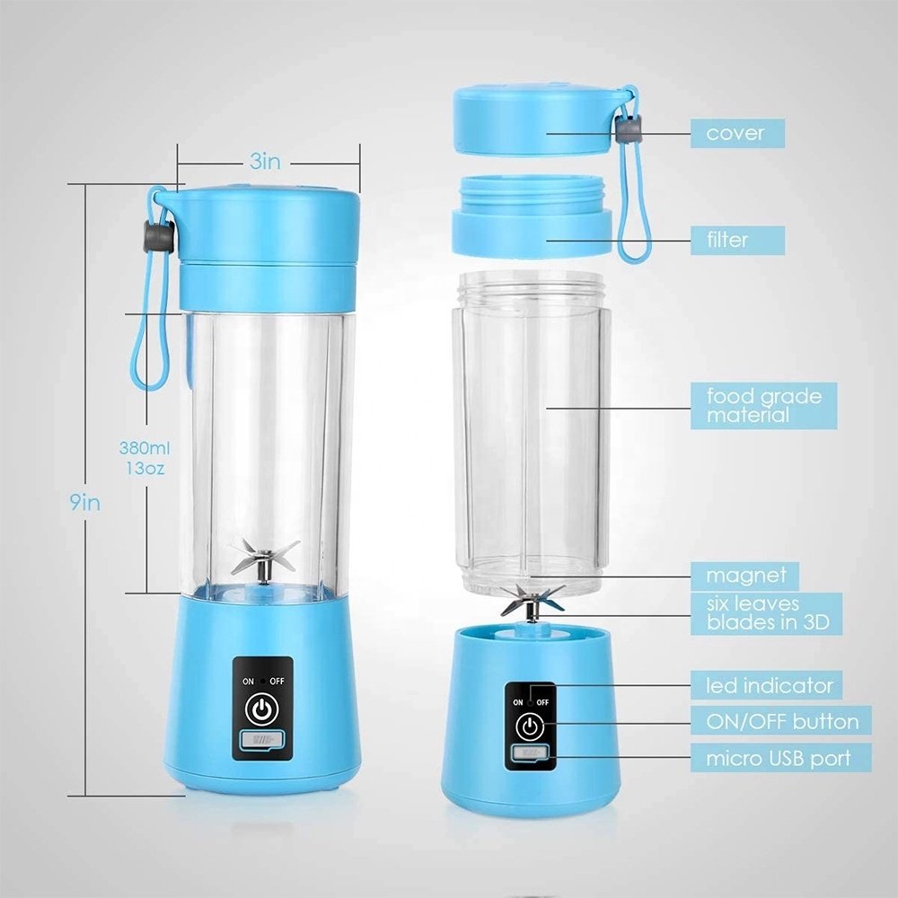 Personal Use Mini Home USB 6 blades Juicer Rechargeable Fruit Juice Blender Portable Blender