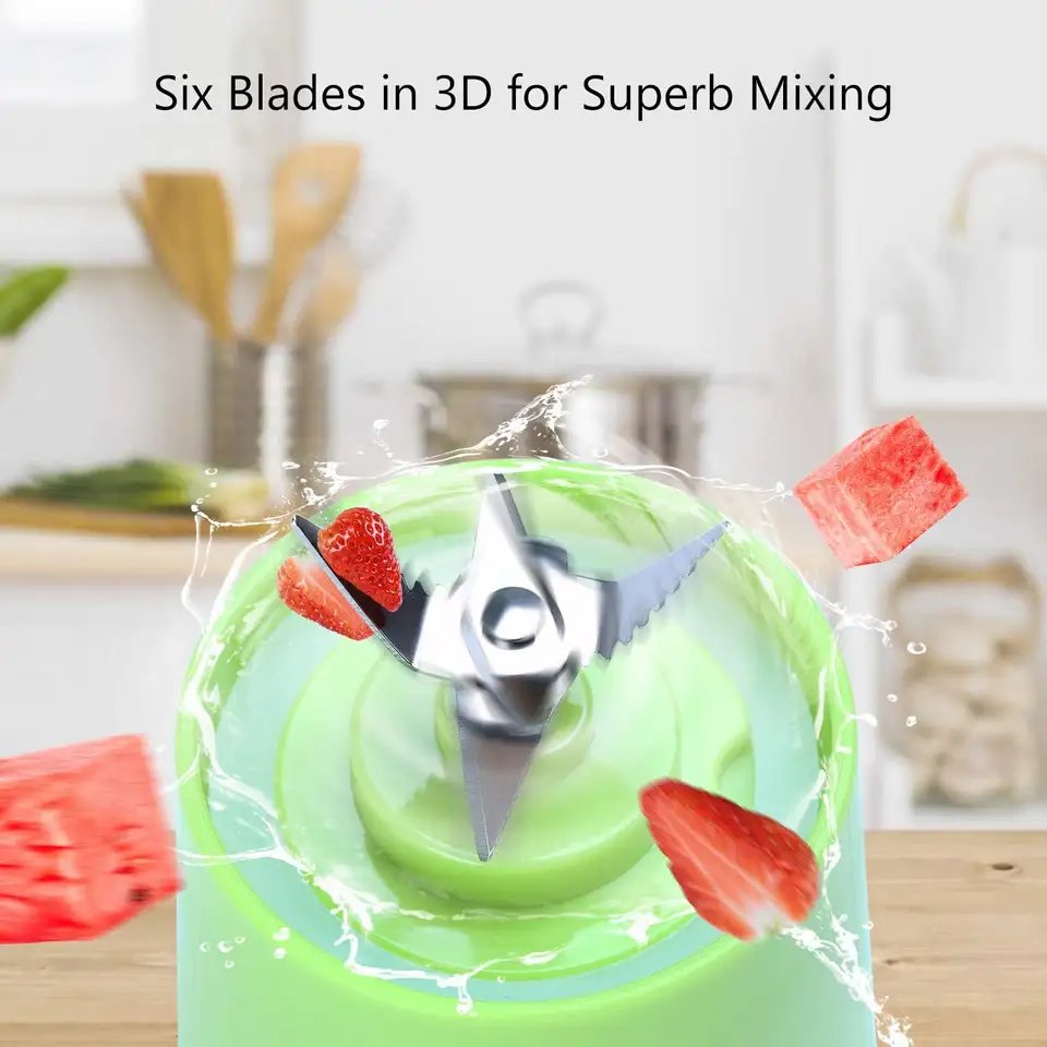Wholesale Rechargeable portable Juicer Blender Freshly squeezed juice mixer Personal Safety 6 blades mini juicer