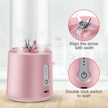 500ml Portable Blender USB Charging Electric Mini Juicer Blender 6 Blades Stainless Steel BPA Free Portable Juicer Blender