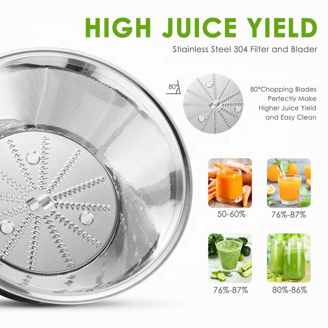 500W Electric Big Feeding Mouth Smoothie Cold Press Commercial Vegetable and Fruit Juice Extractor 110V/220V