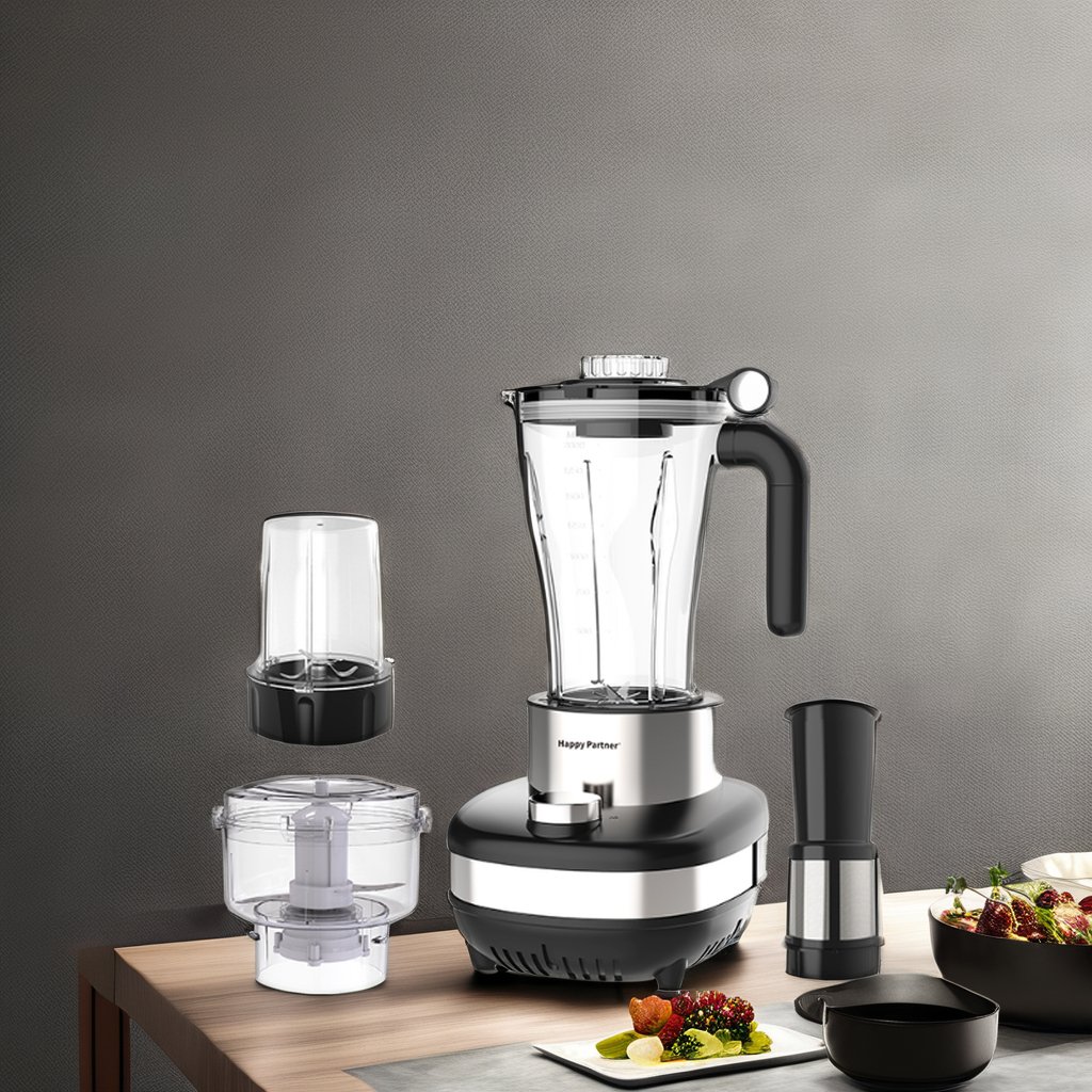 Happy Partner Heavy-Duty Electric Multipurpose Mixer Food Processor and Blender with Grinder Features