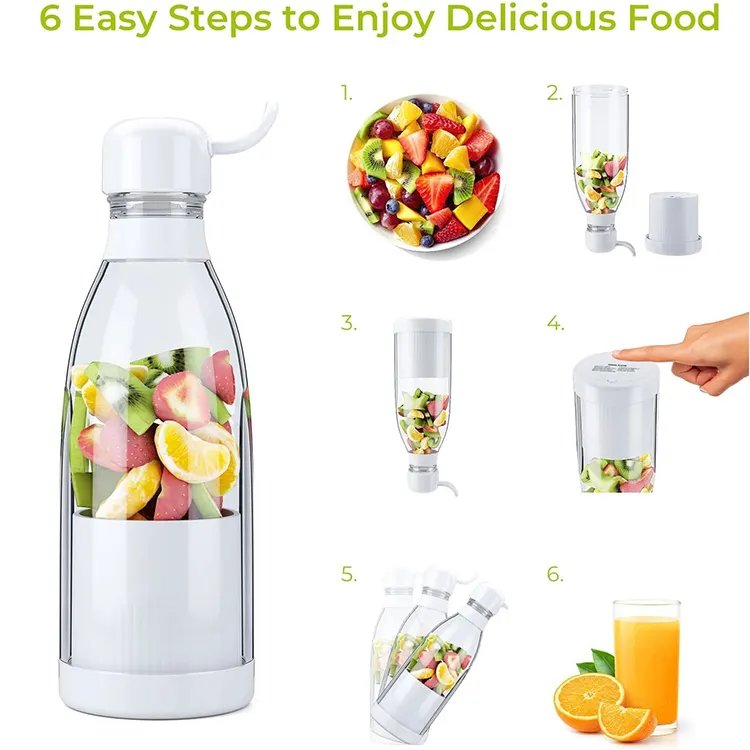 2023 New Hand Held 300ml USB Charging Household Small Smoothie Bottle Blenders Fresh Juicer Mini Portable Blender Mixer