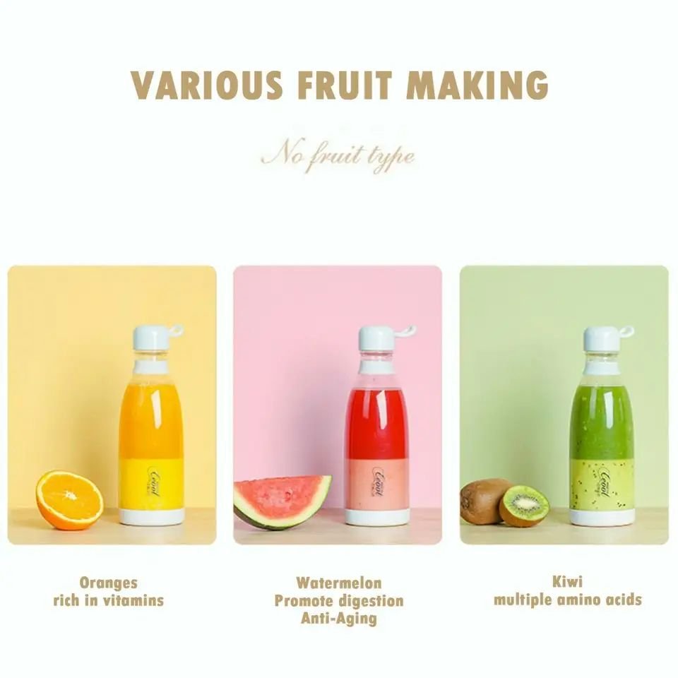 2023 New Hand Held 300ml USB Charging Household Small Smoothie Bottle Blenders Fresh Juicer Mini Portable Blender Mixer
