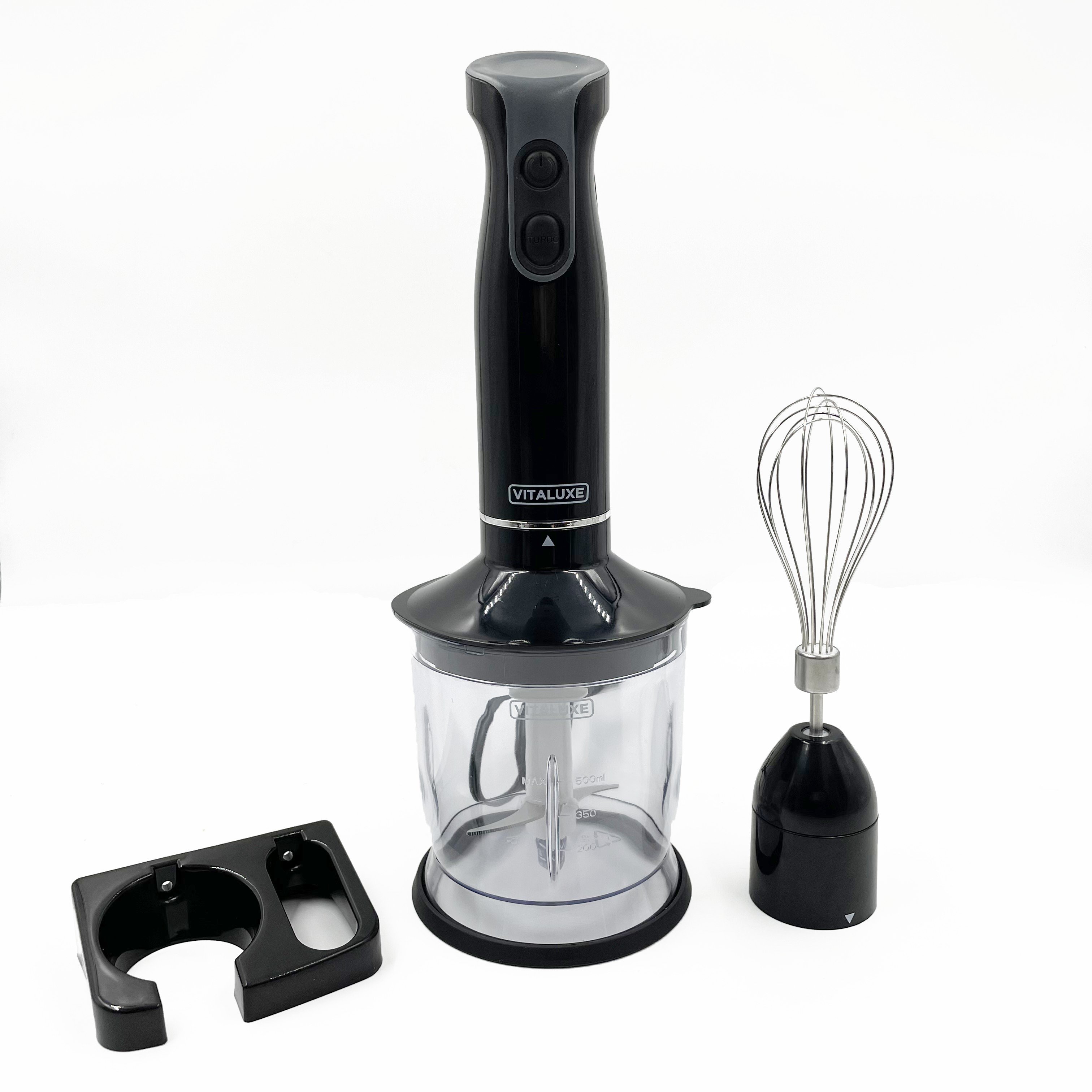 250W Kitchen Electric Mixing Fruit Vegetable Hand Blender With Egg Hooks Wall Rack LB2006F Black