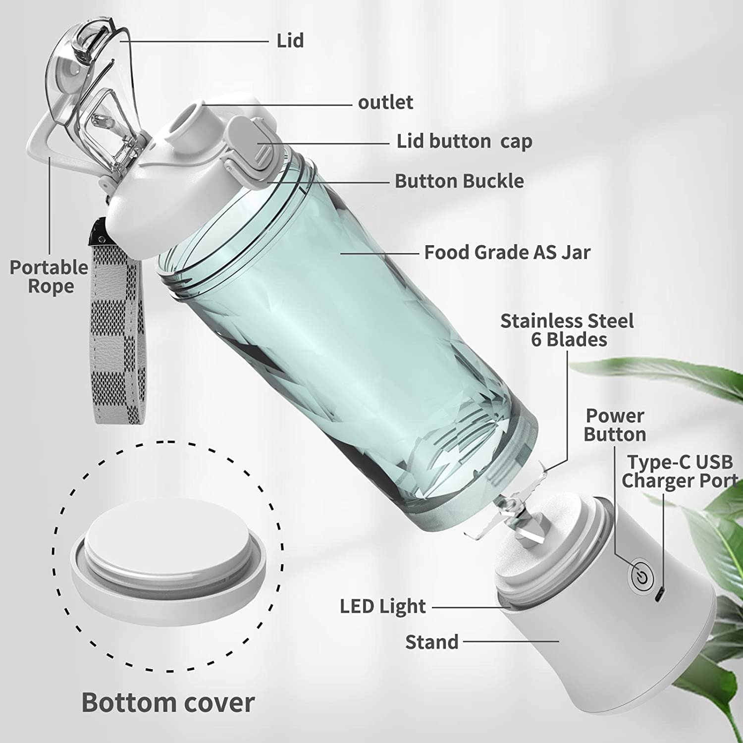 Factory design best selling 600ml sports juicer blender protein shaker electric portable rechargeable blender