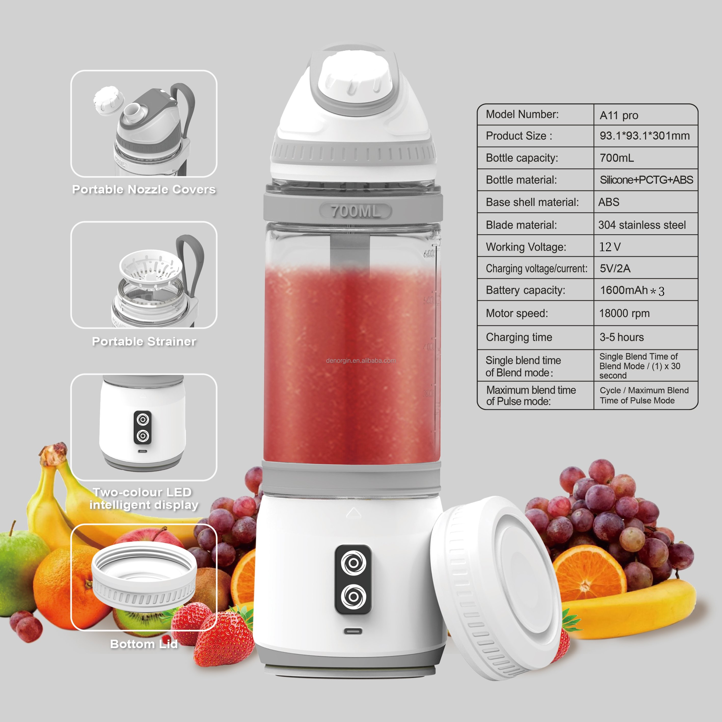 Factory Supply 2024 New 700ml portable rechargeable drink clockwise and anti clockwise smoothie blender