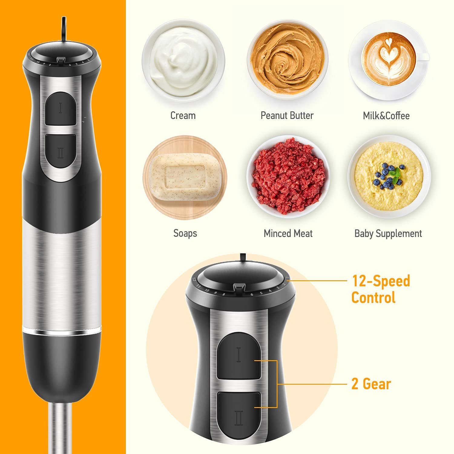 OEM Customized Multifunction 5 In 1 Electric Variable Speed Stick Hand Held Mixer Blender Set For Kitchen