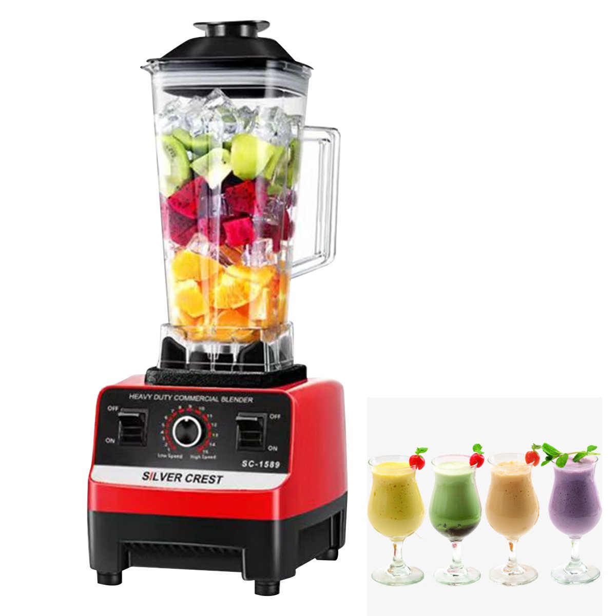 2L Electric Mixer Blender Machine Portable Stainless Steel Blade Grinder Function Household Use