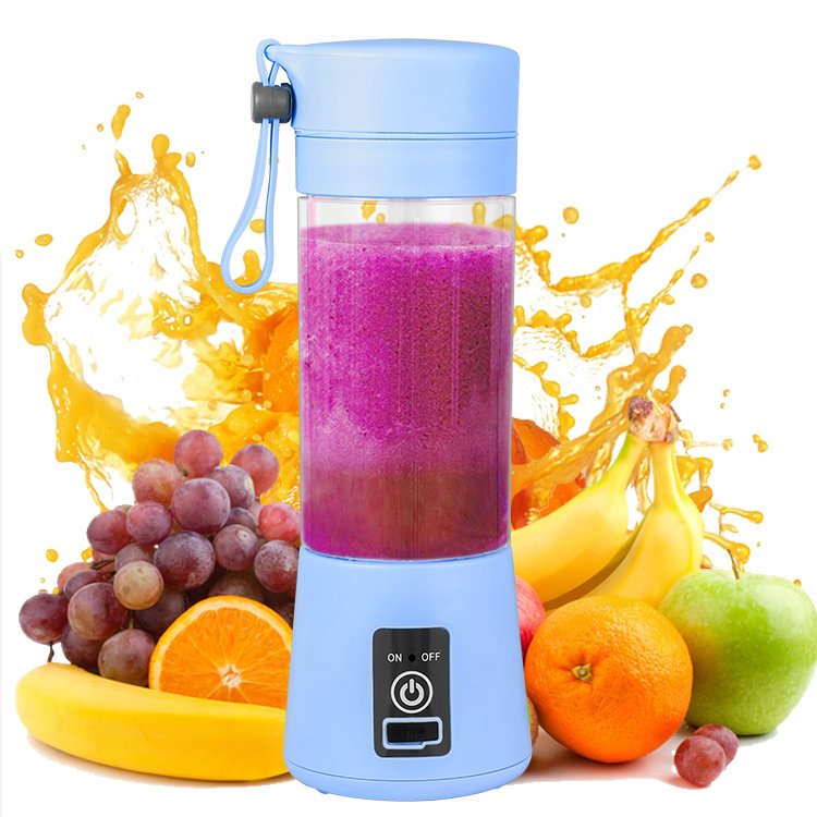 Kinscoter High Quality 380ml 6 Blades Mini Electric Portable Rechargeable Travel Fruit Juicer Popular USB Blender Juicer
