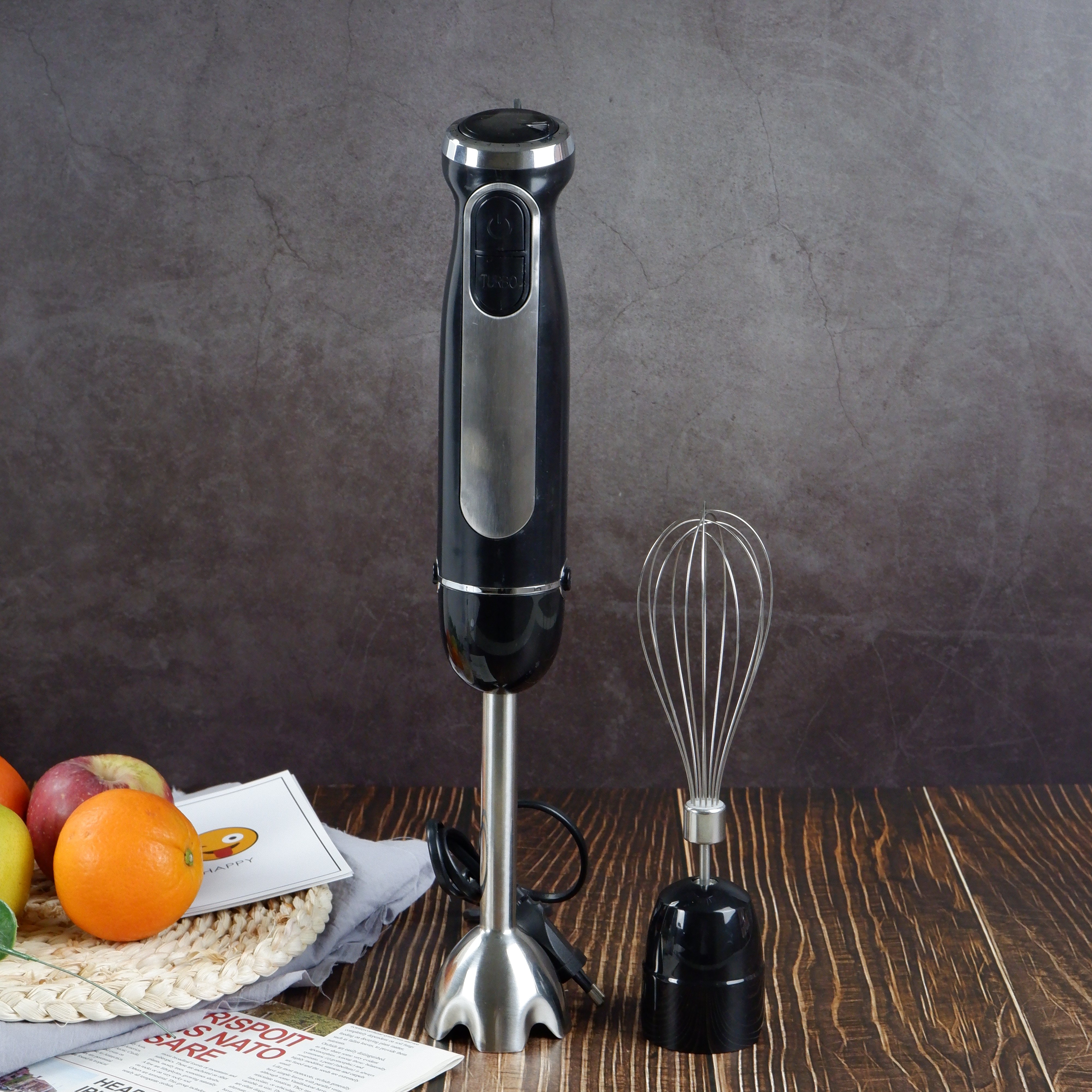 Immersion Blender Multi-purpose Hand Blender 6 Speeds Stick Blender Handheld 3 in 1 Electric Plastic Customized Logo Shiny 0.6