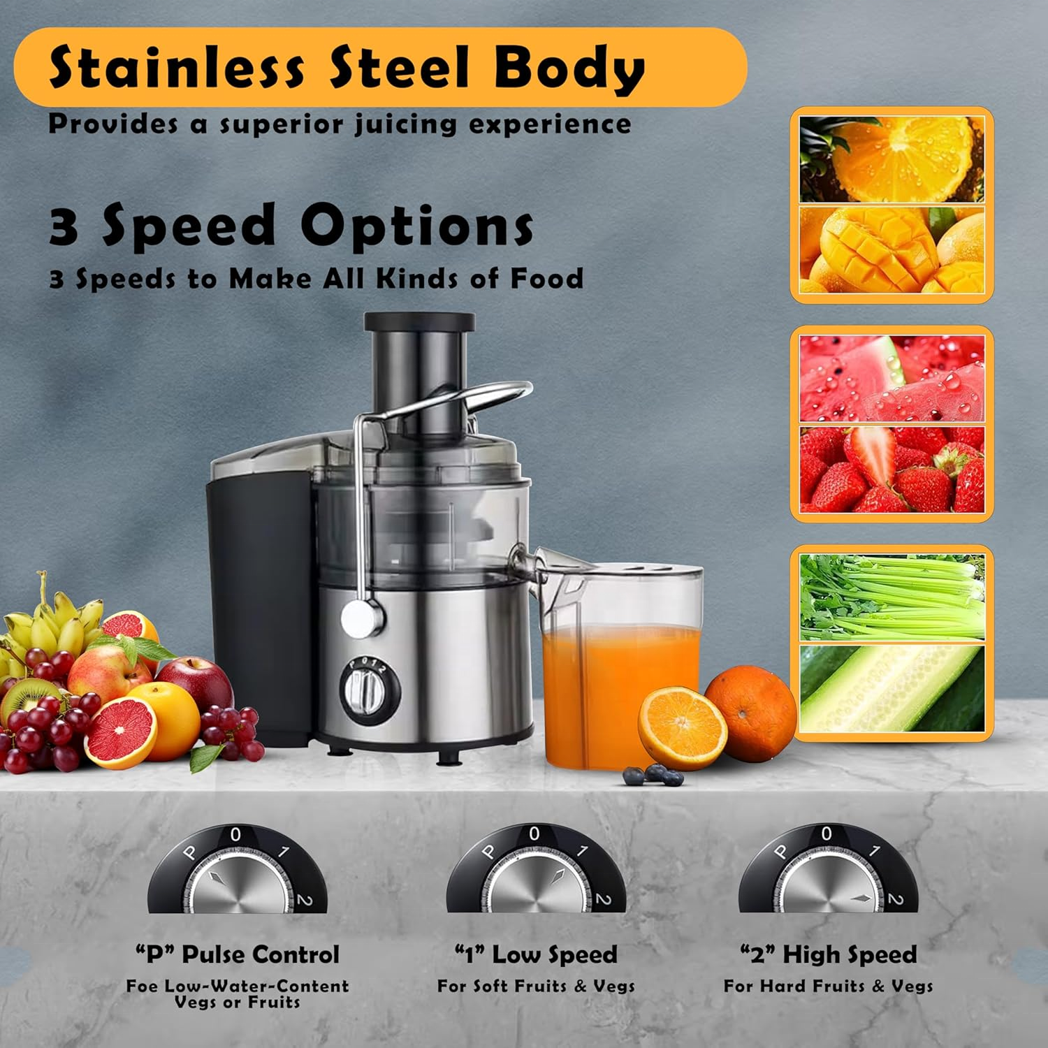 OEM/ODM 4 in 1 Electric Multifunctional Fruit and Vegetable Juicer Blender 2-Speed Glass Container for Household & Hotel Use