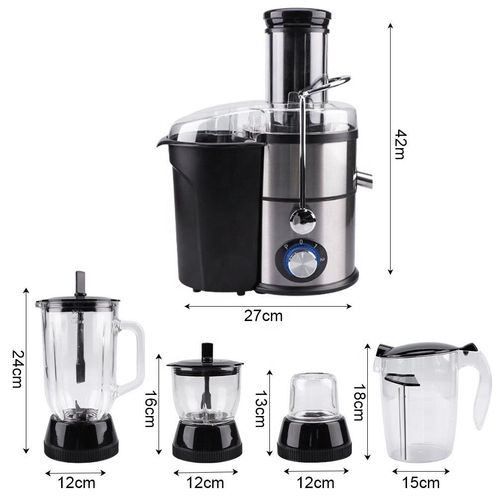 OEM/ODM 4 in 1 Electric Multifunctional Fruit and Vegetable Juicer Blender 2-Speed Glass Container for Household & Hotel Use