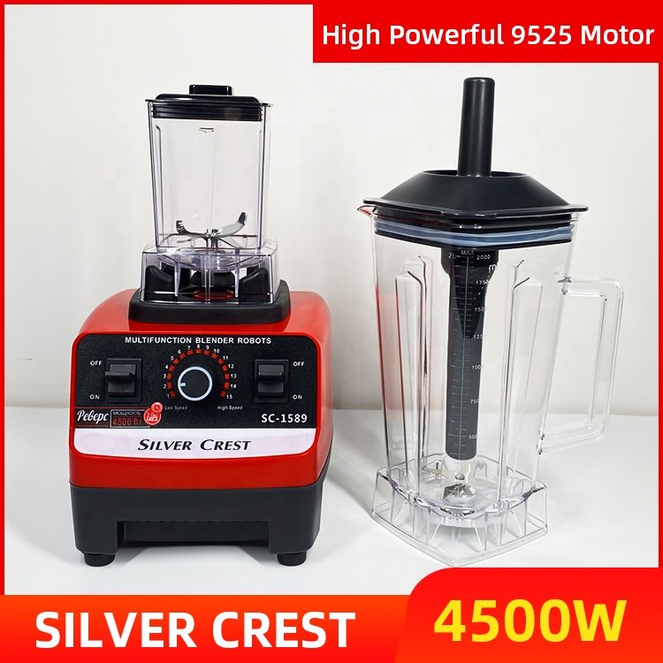 Silver Crest 2in1 Blender 4500W 2L Large Capacity Commercial Mixer Grinder Heavy Duty Machine Portable Ice Smoothie Blenders