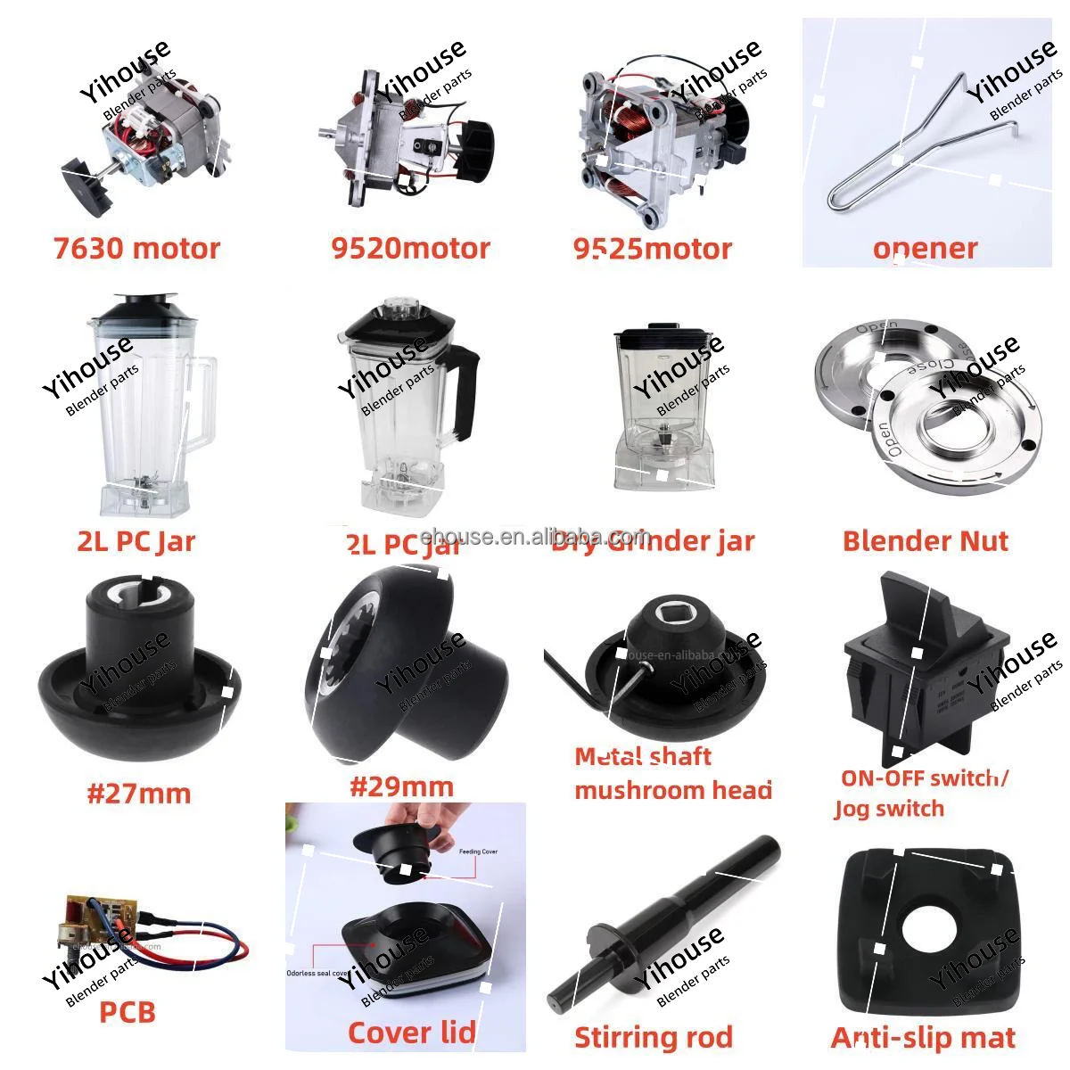 Universal Blender Accessories Mixer Spare Parts 2L Jar 8mm Fixed Disk Plate Nut 12mm Blender Nut 8 Blade For 767 Blender