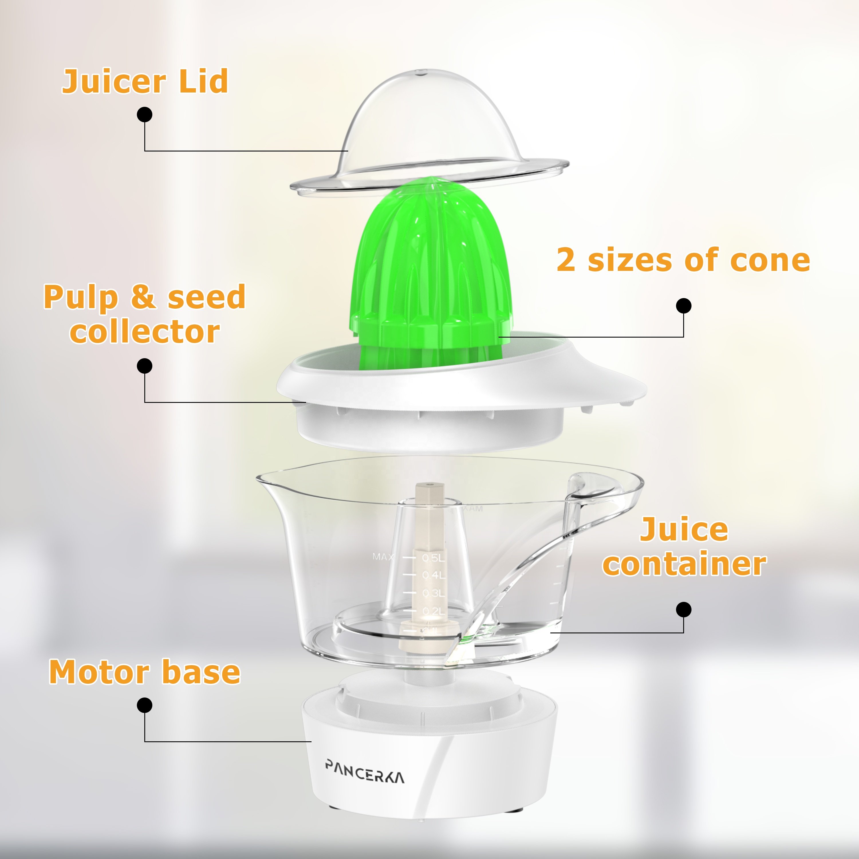PANCERKA Electric Stainless Steel Blade Citrus Juicer Household Portable Mixer Lemon Squeezer Oran Juicer Blender Machine