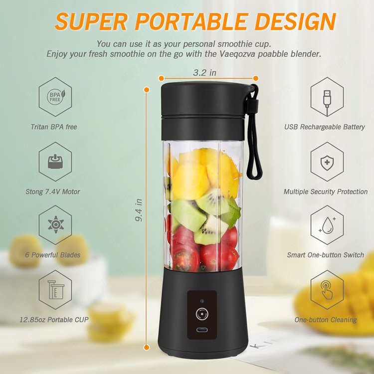 Top quality Personal Rechargeable Portable Blender And Automatic Handheld Type C Fruit Smoothie Six Blades Juicer Cup For Gift