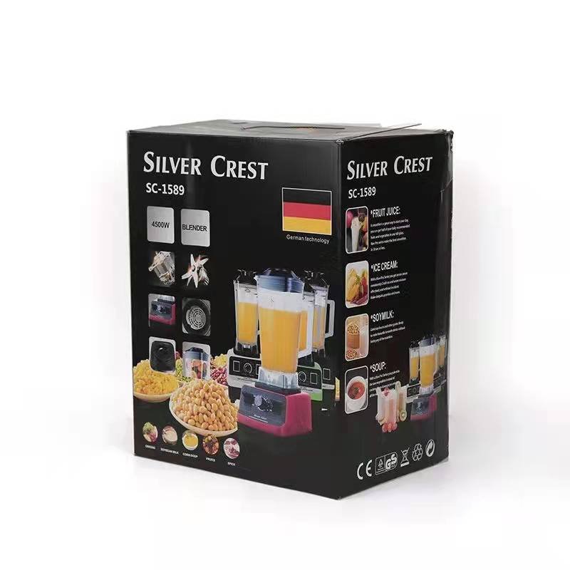 New 2 cup double cup jar 4500w commercial 2 in 1 SC-1589 4500w silver crest blender
