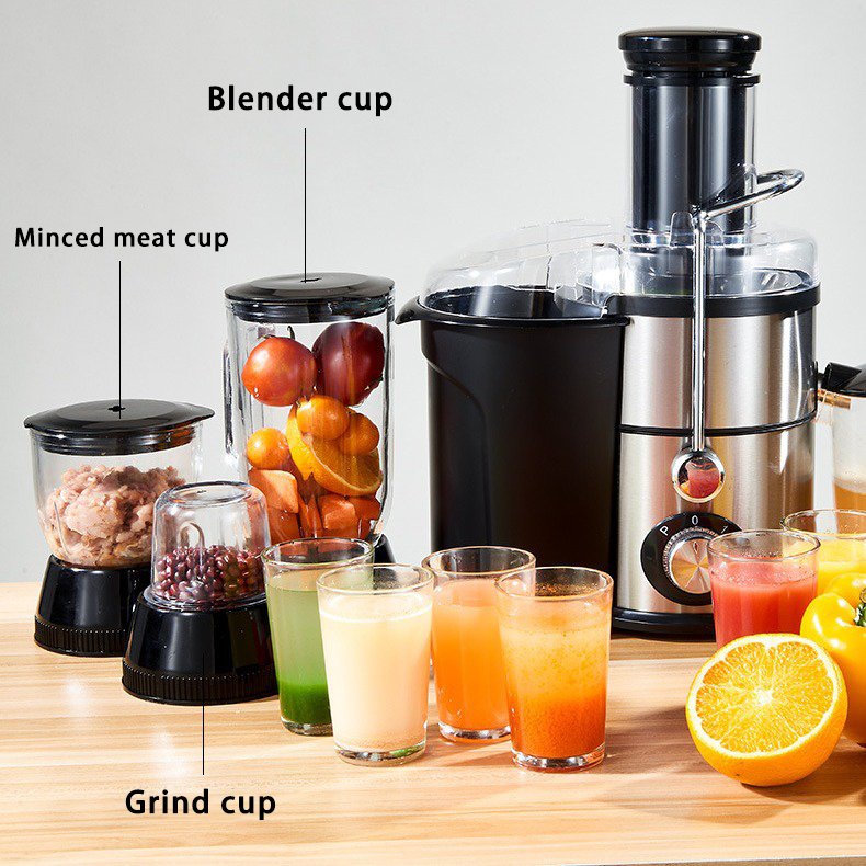 4 in 1 Multifunction Commercial Big Mouth Carrot Vegetable Juicer Blender Fruit Juicer Extractor Food Mixer