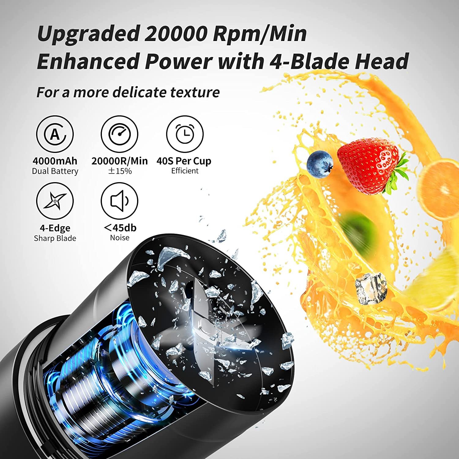 Ligkevan Waterproof High Power USB Rechargeable Blender for Smoothies Shakes Personal Use Mini Juicer Cup Portable Blender