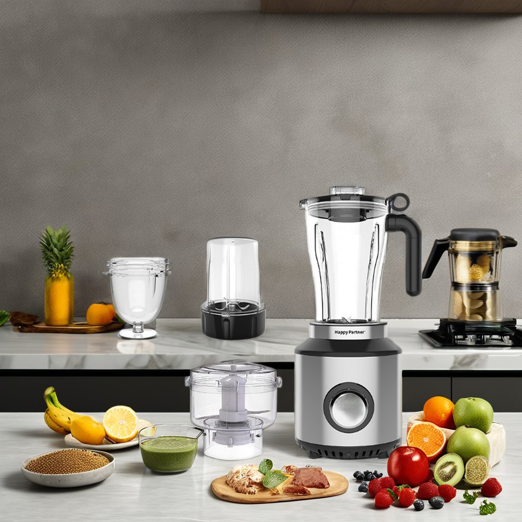 Happy Partner 2024 Electric Juicer Smoothie Maker ABS Housing Knob Controls Multifunctional Home Hotel Use Featuring Blenders