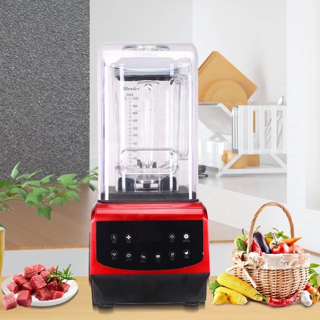 2L Heavy Duty Commercial Ice Crusher 9545 Pure Copper Industrial Silent Juicer Smoothie Blender Machine With Sound Cover E