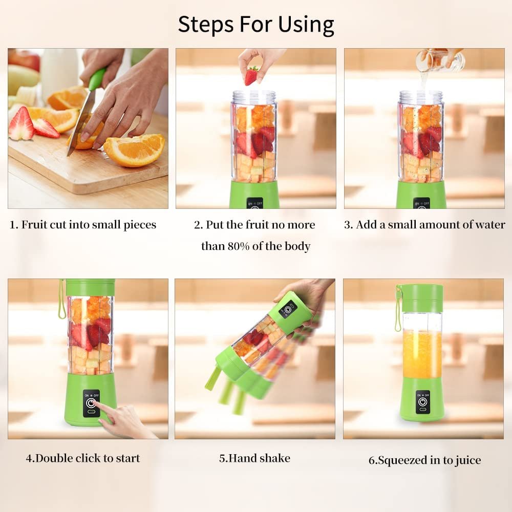 2024 New portable Juicer Blender Freshly squeezed juice mixer Rechargeable portable Blender, 6 blades mini juicer