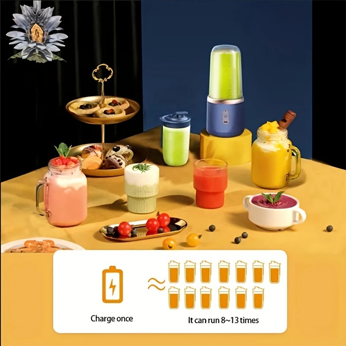 2024 6 Blades New Mini Type-C Portable Fast Fruit Juicer Blenders and Juicer Hand Blender Cup Ice Crusher Juice Maker