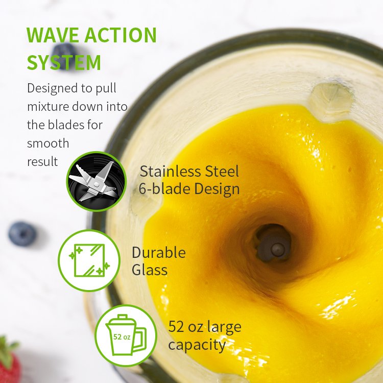 Personal Blender for Shakes and Smoothies 6-Leaf Blenders for BPA free Silver Kitchen 1200W Single Serve Blender
