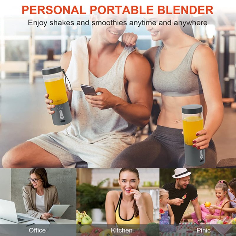 Factory Wholesale Personal Size Blender USB Rechargeable 6 Sharp Blades 530ml Handheld Shake Smoothie Mini Juicer Mix Cup