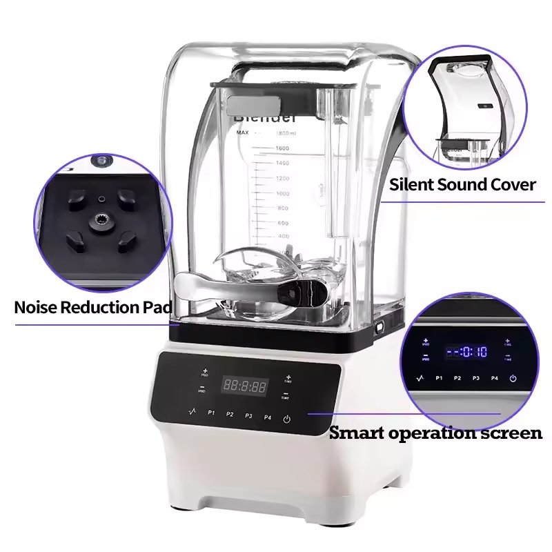 1.8LCommercial ANS-2280C EN 220V Silence Commercial Sound Proof Blender Digital Strong Blender Professionnel Blender