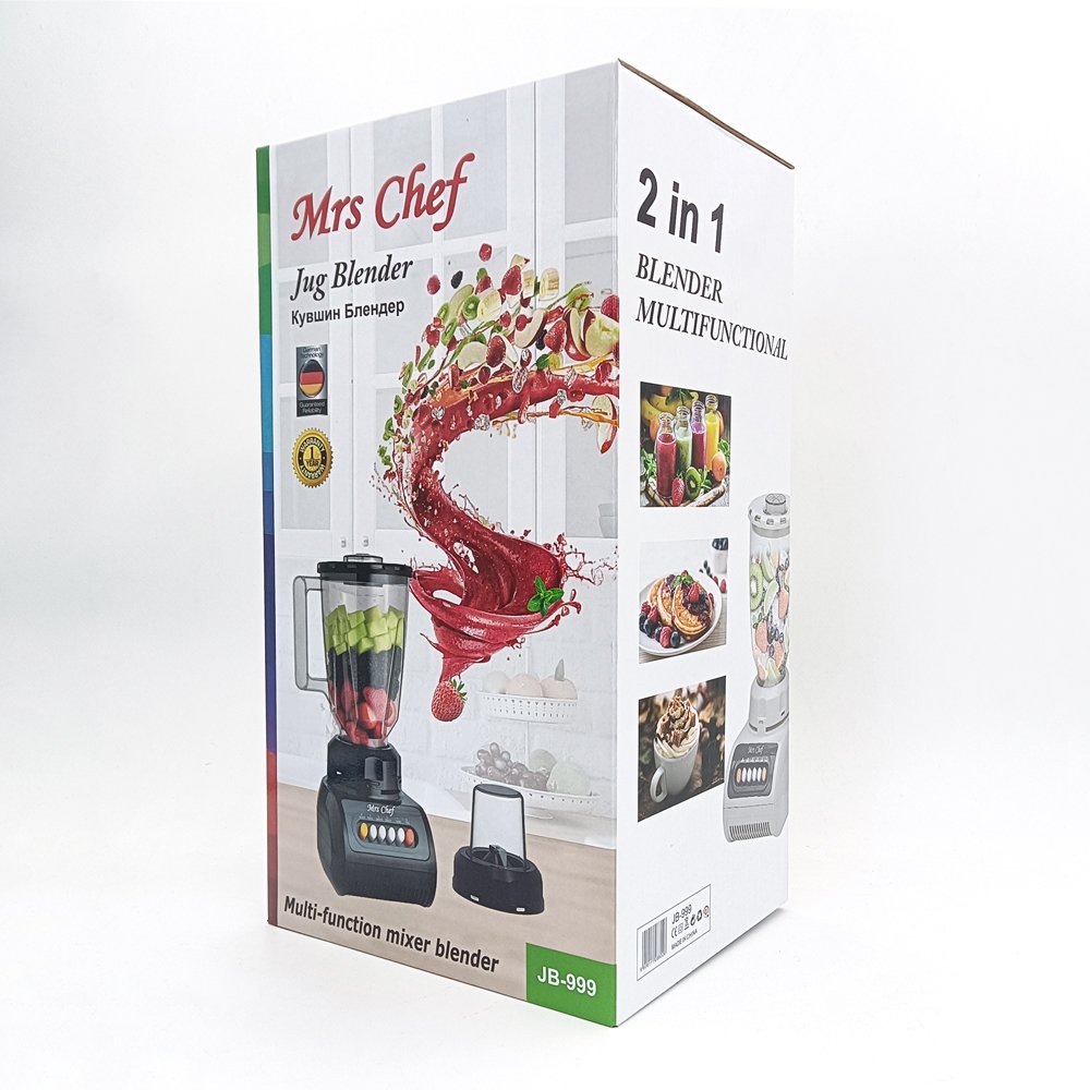 Mrs Chef 2in1 jug blender Juicer 4 speed Kitchen appliances 1.5L plastic multi-function mixer blender