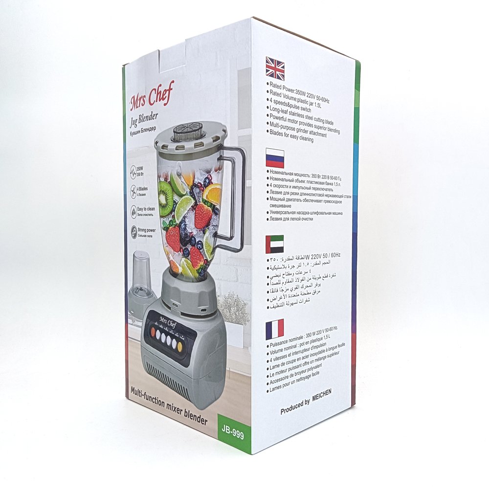 Mrs Chef 2in1 jug blender Juicer 4 speed Kitchen appliances 1.5L plastic multi-function mixer blender