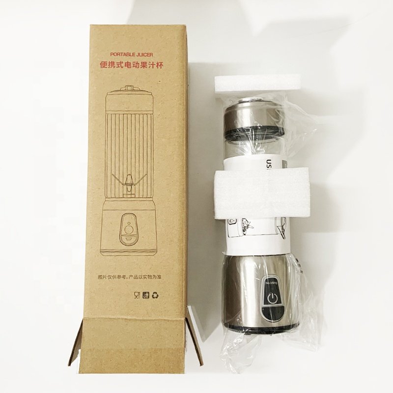 Portable USB 6 Blades Rechargeable Smoothie Mini Hand Blender with stainless steel shell glass cup