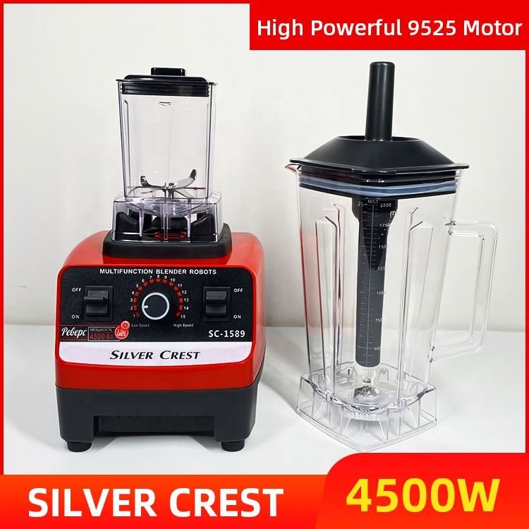 Heavy Duty Portable Machine 4500W 2.5L Blenders Beauty Mixer Grinder Ice Smoothie 9525 Motor Silver Crest Blender