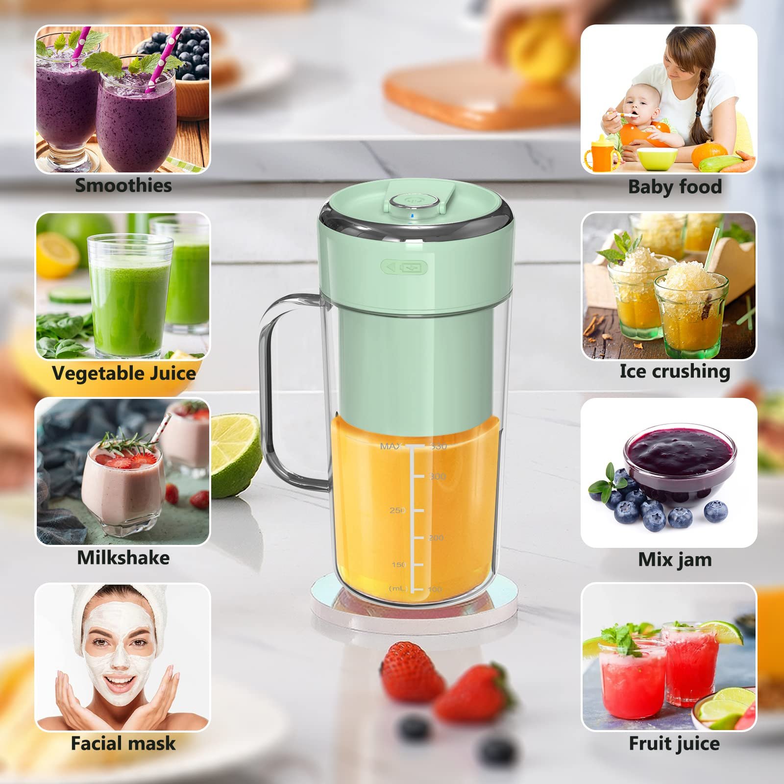 Rechargeable USB Juicer Cup Mini Juicer Blender With Straw Portable Blender